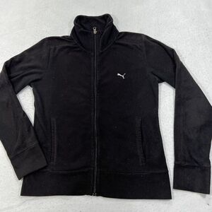 PUMA Women's Small Fleece Full Zip Athletic Black Sweatshirt With Pockets